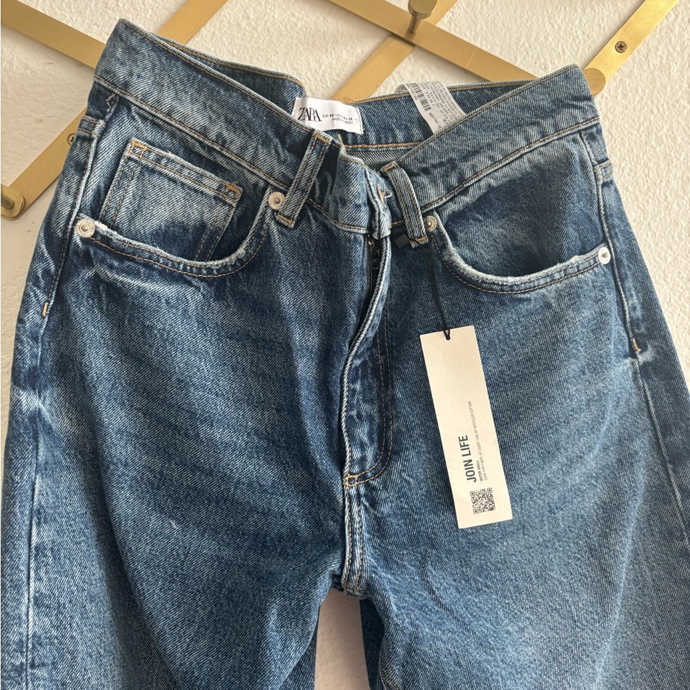 NWT Zara wide leg patchwork jean